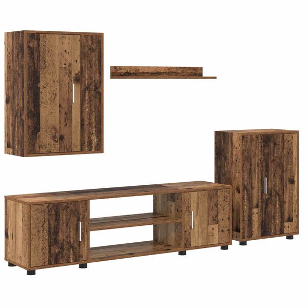 vidaXL Tv-meubelset Wandgemonteerd 4 pcs Oud Hout Bewerkt hout