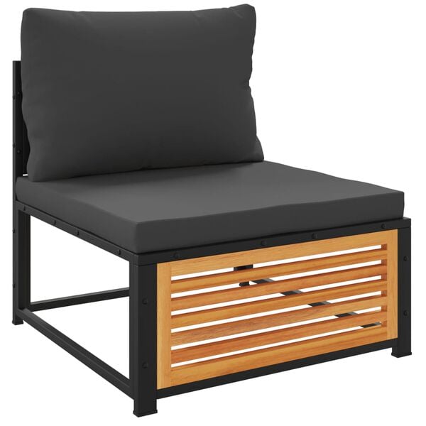 vidaXL Tuinbank zonder armleuningen met kussens massief acaciahout