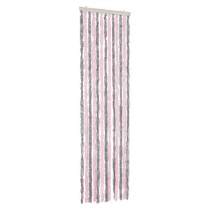 vidaXL Vliegengordijn 56x185 cm chenille zilvergrijs en roze