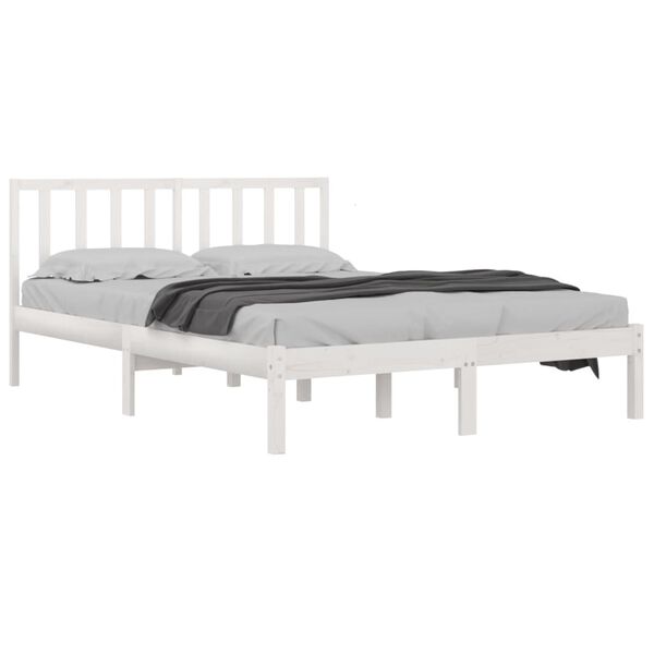 vidaXL Bedframe massief grenenhout wit 120x190 cm