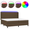 vidaXL Boxspring met matras en LED stof donkerbruin 200x200 cm