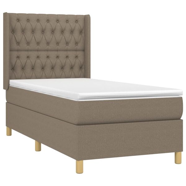 vidaXL Boxspring met matras en LED stof taupe 90x190 cm