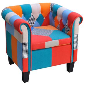 vidaXL Fauteuil met patchwork stof meerkleurig