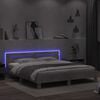vidaXL Bedframe met hoofdeinde en LED-licht betongrijs 180x200 cm