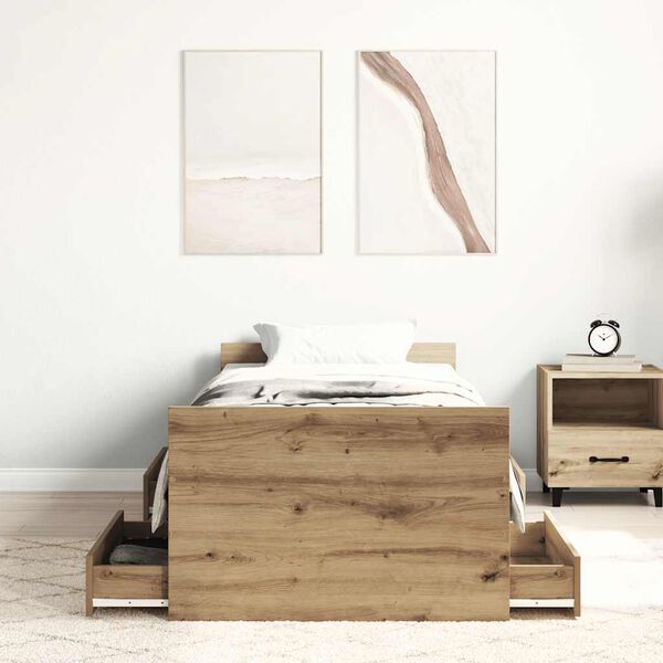 vidaXL Bedframe zonder matras spaanplaat artisanaal eikenkleurig