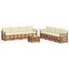 vidaXL Sofa-Sets 9 pcs Natuurlijk en Cr&egrave;me Massief Acaciahout