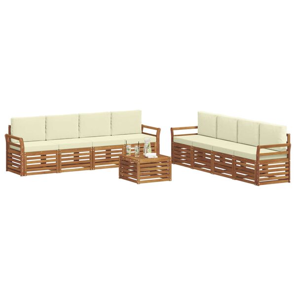 vidaXL Sofa-Sets 9 pcs Natuurlijk en Cr&egrave;me Massief Acaciahout