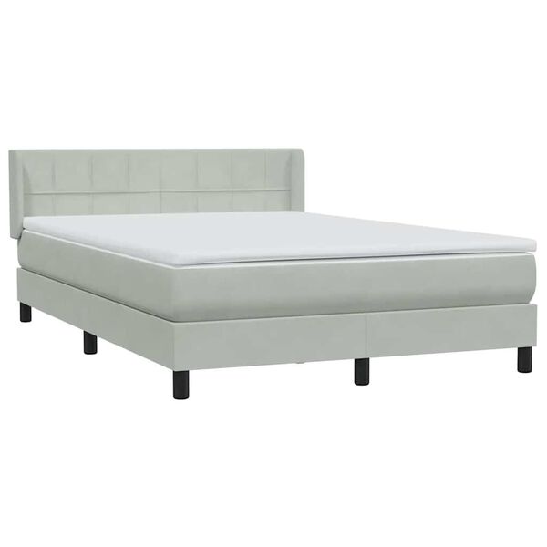 vidaXL Boxspring met matras fluweel lichtgrijs 140x210 cm
