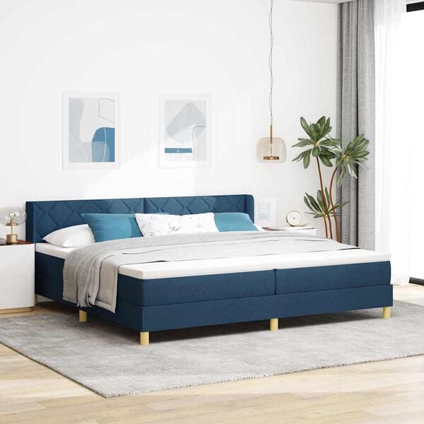 vidaXL Boxspringbed met matras Blauw 200 x 200 cm Polyester