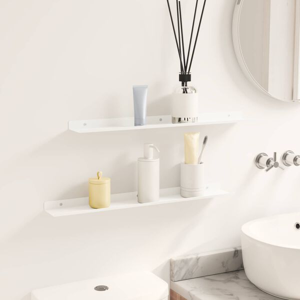 vidaXL Drijvende plank 2 pcs Wit 60 x 8,5 x 2,5 cm Staal