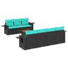 vidaXL 8-delige tuinbankset met kussens, zwart polyrotan