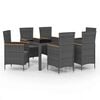 vidaXL 7-delige Tuinset met kussens poly rattan zwart en grijs