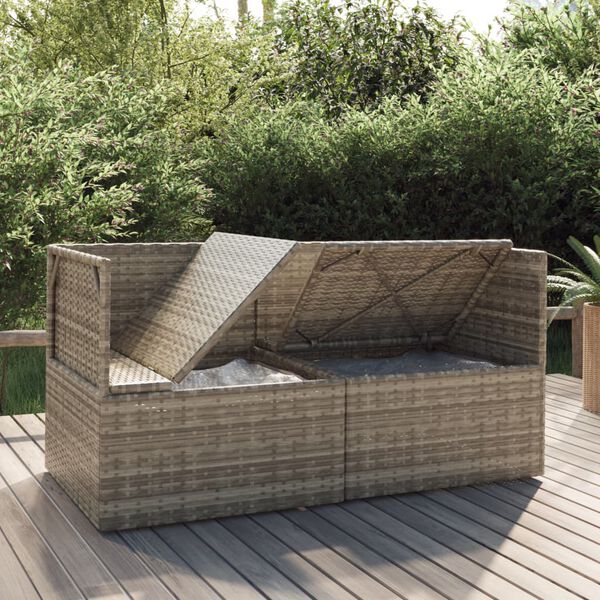 vidaXL Tuinbank 2-zits met kussens poly rattan grijs