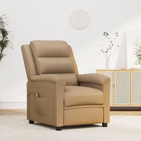 vidaXL Massagestoel elektrisch kunstleer cappuccinokleurig
