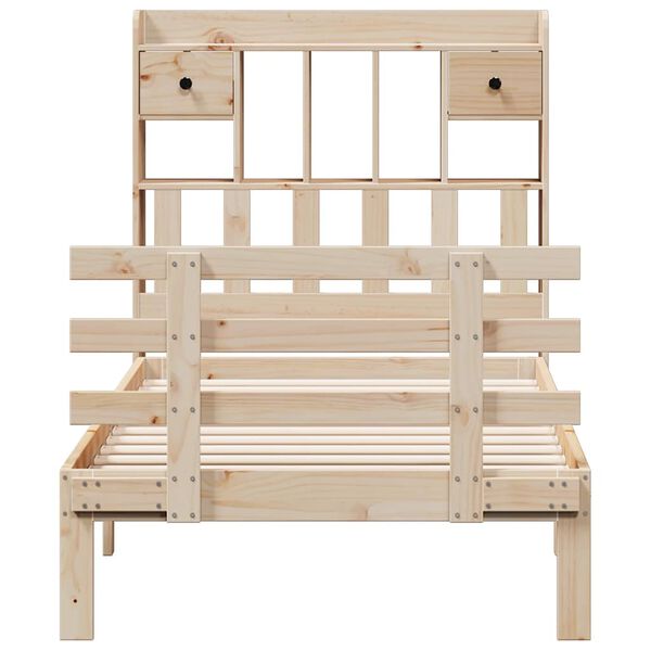 vidaXL Bed met boekenkast zonder matras massief grenenhout 75x190 cm