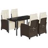 vidaXL 5-delige Tuinset met kussens poly rattan bruin