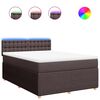 vidaXL Boxspring met matras stof donkerbruin 160x200 cm