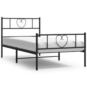 vidaXL Bedframe met hoofd- en voeteneinde metaal zwart 75x190 cm
