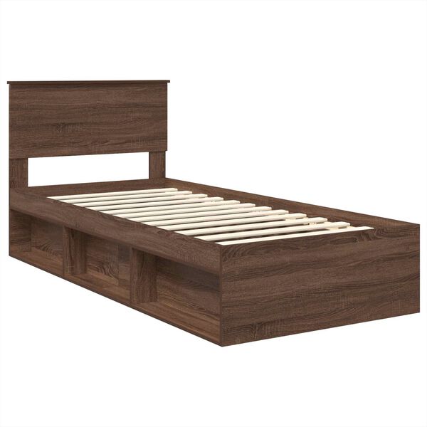 vidaXL Bedframe met hoofdeinde Bruin Eiken 100 x 200 cm Bewerkt hout