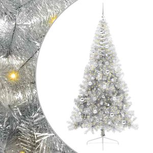 vidaXL Kunstmatig Voorverlicht Kerstboom met 300 LED Zilver 210 cm PET