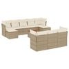 vidaXL 11-delige Tuinset met kussens poly rattan beige