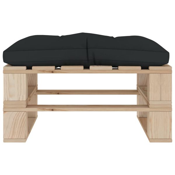 vidaXL Tuinhocker met antracietkleurig kussen pallet hout