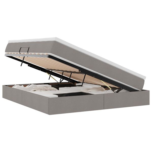 vidaXL Opslag bed met matras met matras Taupe 160 x 200 cm Polyester