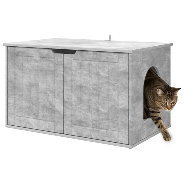 vidaXL Kattenhuis Beton 85 x 55 x 50,5 cm Bewerkt hout