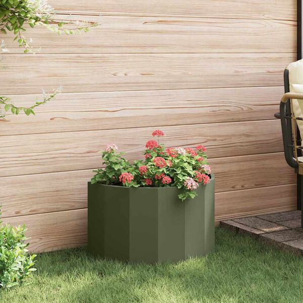 vidaXL Plantenbak Olijf Groen 60 x 30 x 35 cm Staal