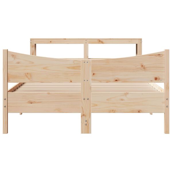 vidaXL Bedframe met hoofdbord massief grenenhout 140x190 cm