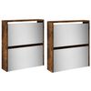 vidaXL Schoenenkast met spiegel 4-laags 63x17x134 cm gerookt eiken