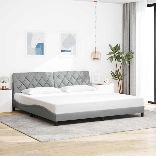 vidaXL Bedframe zonder matras stof lichtgrijs 200x200 cm