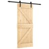 vidaXL Schuifdeur Naturel en Zwart 85 x 210 cm Massief Grenenhout