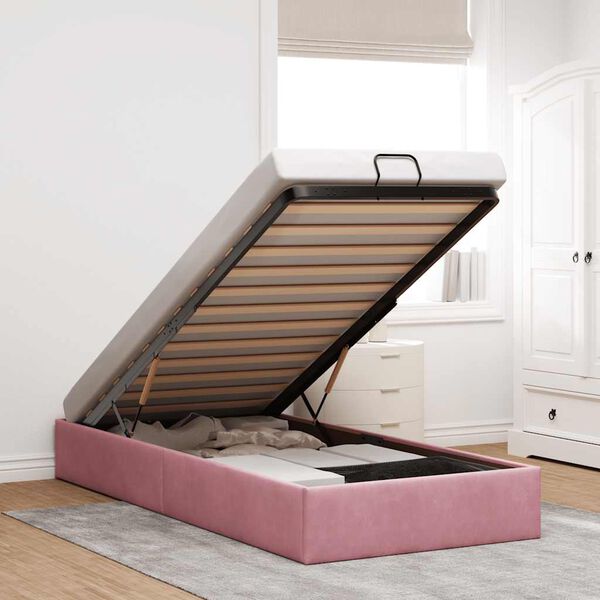 vidaXL Bedframe zonder matras 90x190 cm fluweel roze