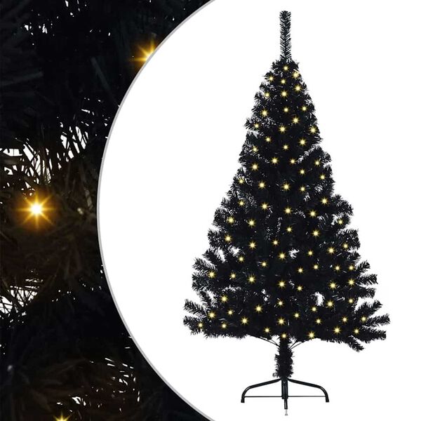 vidaXL Kunstmatig Voorverlicht Kerstboom met 150 LED Zwart 150 cm PVC