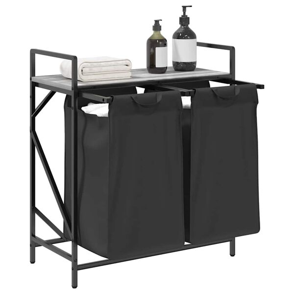 vidaXL Wasmand 2 vakken met plank grijs sonoma eiken