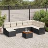 vidaXL Tuinbankenset met kussen 9 pcs Zwart poly rattan