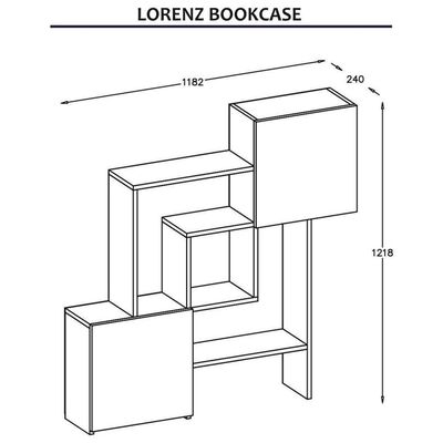 Homemania Boekenkast Lorenz 118,2x24x121,8 cm wit en walnootkleurig