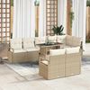 vidaXL Tuin Sofa Set met kussen 9 pcs Beige en Crème poly rattan
