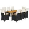 vidaXL 9-delige Bistroset met kussens poly rattan zwart