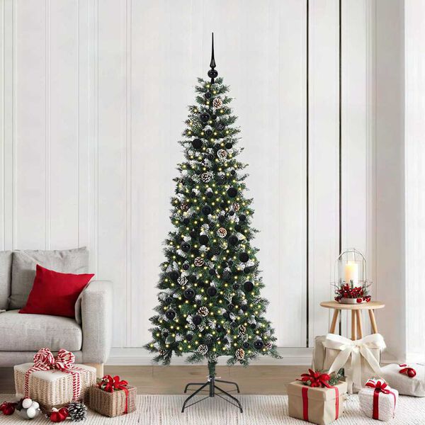 vidaXL Kunstkerstboom met 300 LED Groen 210 cm PVC en Plastic en Staal