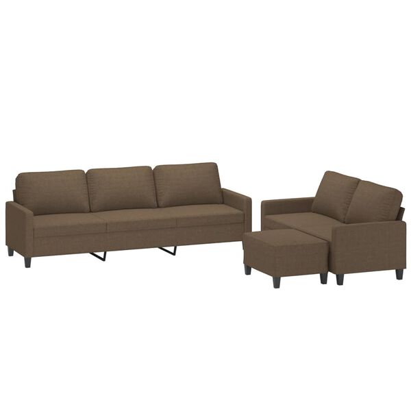 vidaXL 3-delige Loungeset met kussens stof bruin