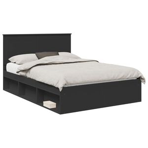 vidaXL Bedframe met hoofdeinde Zwart 140 x 200 cm Massief grenenhout