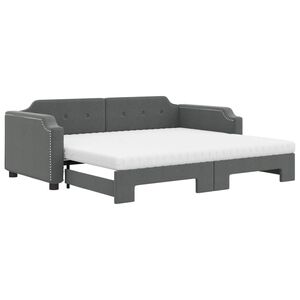 vidaXL Slaapbank onderschuifbed matrassen 80x200 cm stof donkergrijs