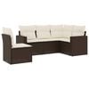 vidaXL 5-delige Loungeset met kussens poly rattan bruin