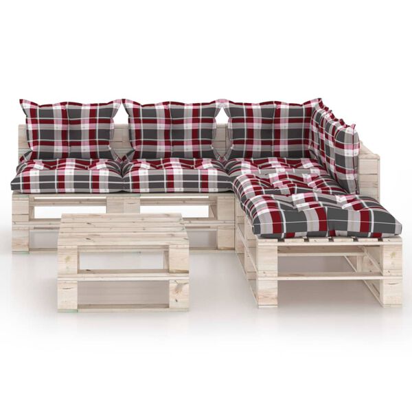 vidaXL 6-delige Loungeset met kussens pallet grenenhout
