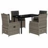 vidaXL 5-delige Tuinset met kussens poly rattan grijs