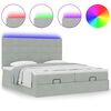 vidaXL Ottoman bed met matrassen en LED's 200x200cm fluweel lichtgrijs