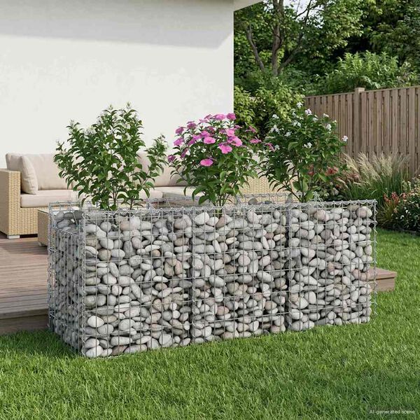 vidaXL Gabion Verhoogd Bed Zilver 150 x 50 x 60 cm