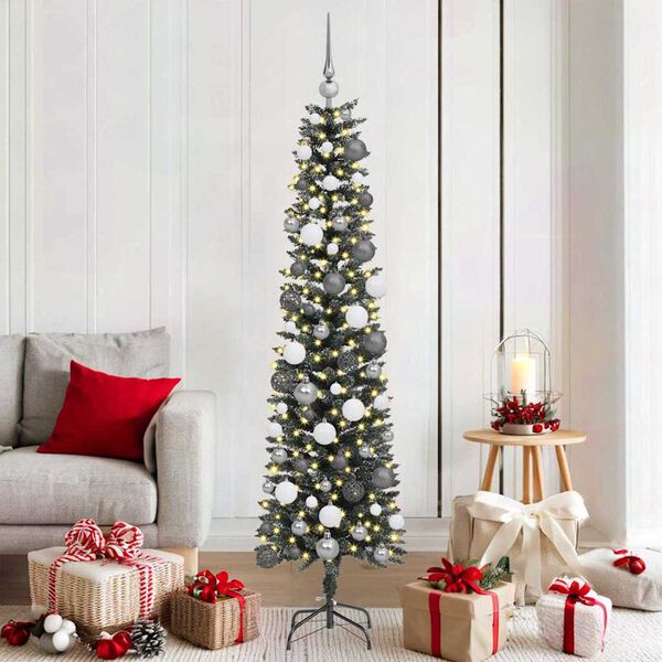 vidaXL Kunstkerstboom met 300 LED Groen 180 cm PVC en Plastic en Staal